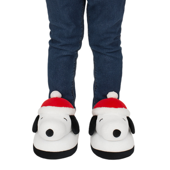 Peanuts Snoopy 3D Christmas Scuff Slippers Toddler 7/8 Plush Santa Slip-Ons New - Picture 2 of 16